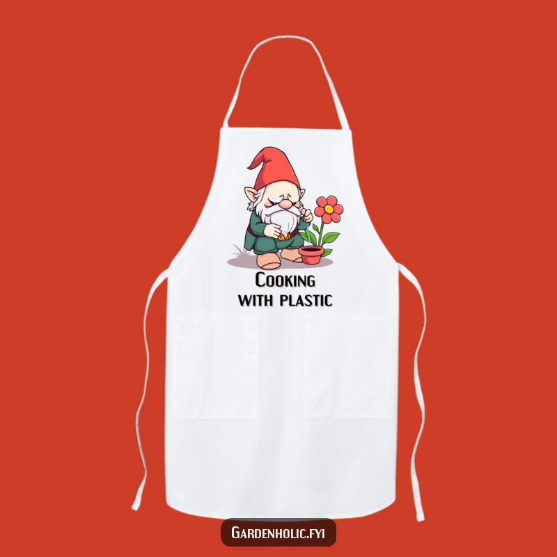 Funny Grumpy Gnome Apron: Hilarious Cooking and Gardening Gift for Plastic Flower Skeptics