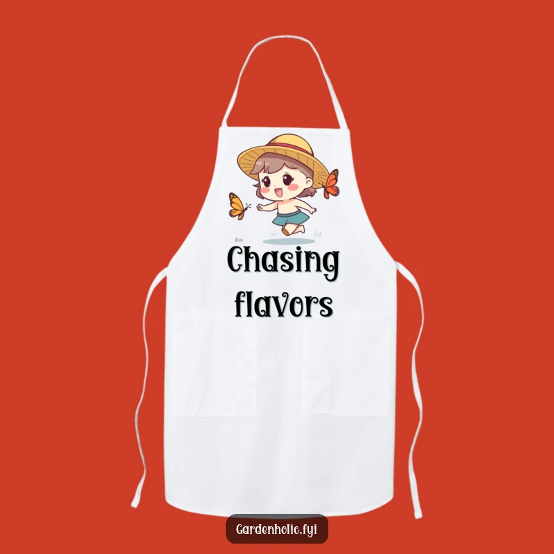 Funny Butterfly Chase Apron - Chef's Whimsical Straw Hat Design, Perfect Kitchen Funny Gift!