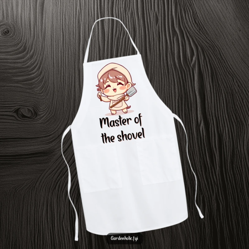 Funny Apron: A character strikes a playful pose with a shiny trowel, adding a humorous and practical touch to kitchen wear.