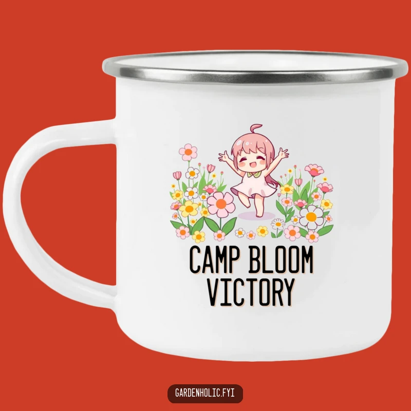 Funny Camp Mug: Character Doing Victory Dance, Hilarious Outdoor Gift for Celebrators
