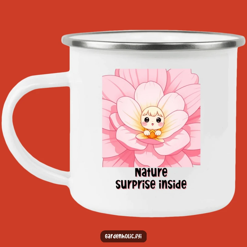 Funny Camping Mug: Flower Peeker Adventure, Nature Surprise, Great Funny Gift