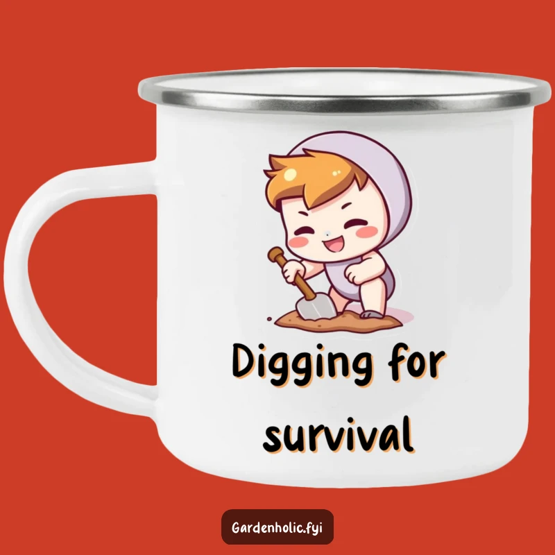 Funny Digger Camping Mug: Trowel Design, Rugged Hobby Gift Mug