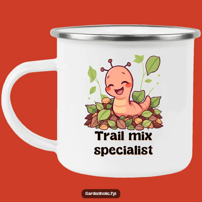 Funny Earthworm Digging Leaves Camping Mug: Outdoor Garden Cheer, Perfect Gift