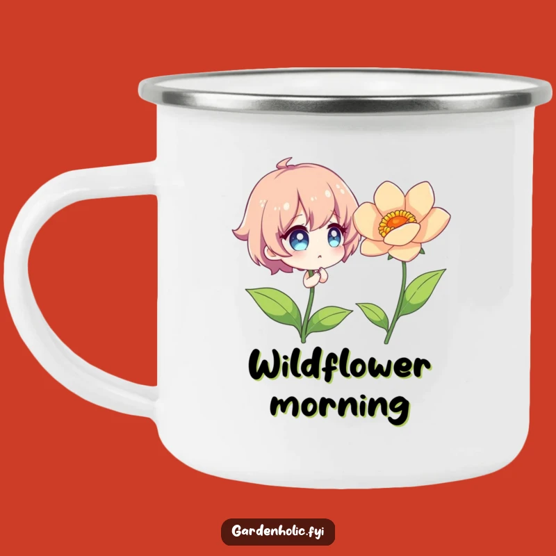 Funny Flower Admirer Camping Mug: Nature's Brew, Vibrant Design, Great Funny Gift