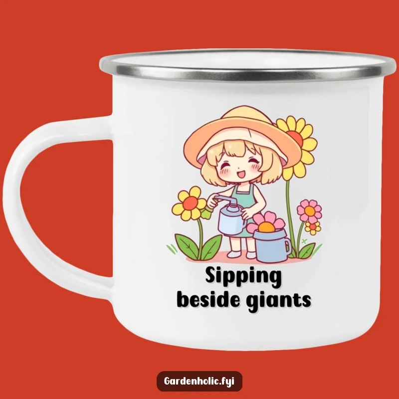 Funny Gardener Camping Mug: Giant Flower Cheer, Hilarious Funny Gift for Campers