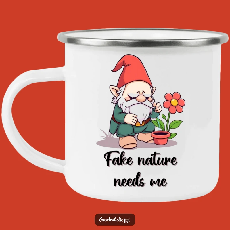 Funny Grumpy Gnome Camping Mug: Hilarious Outdoor Gift for Plastic Flower Campers