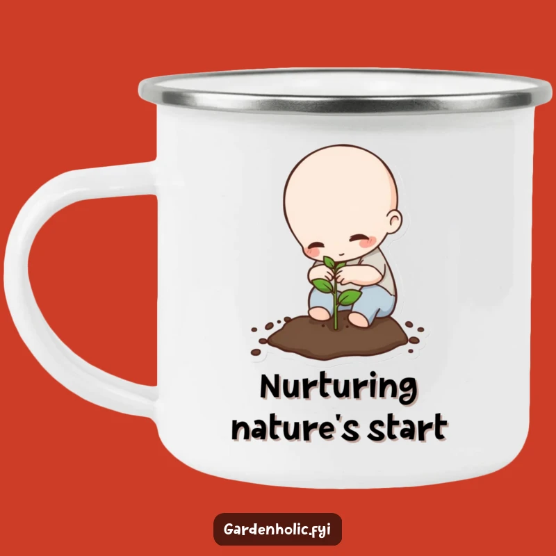 Funny Planting Camping Mug: Tiny Being Seed Adventure, Humorous Outdoor Gift!