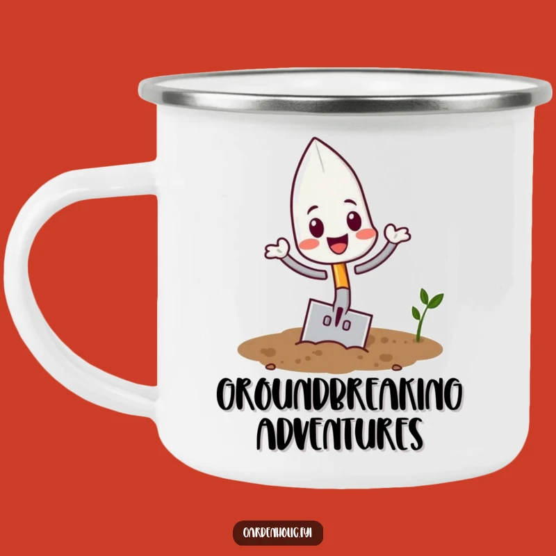 Funny Trowel Flipping Camping Mug: Outdoor Gardening Action, Perfect Gift