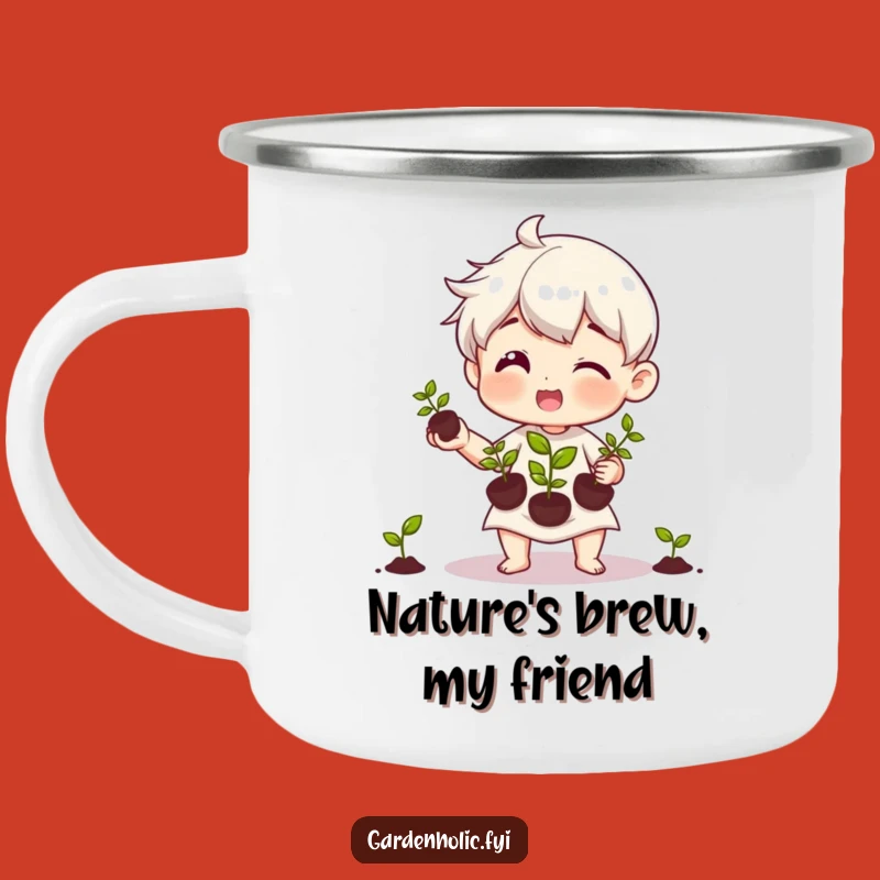 Funny Juggling Seedlings Camping Mug: Outdoor Gift for Garden Lovers