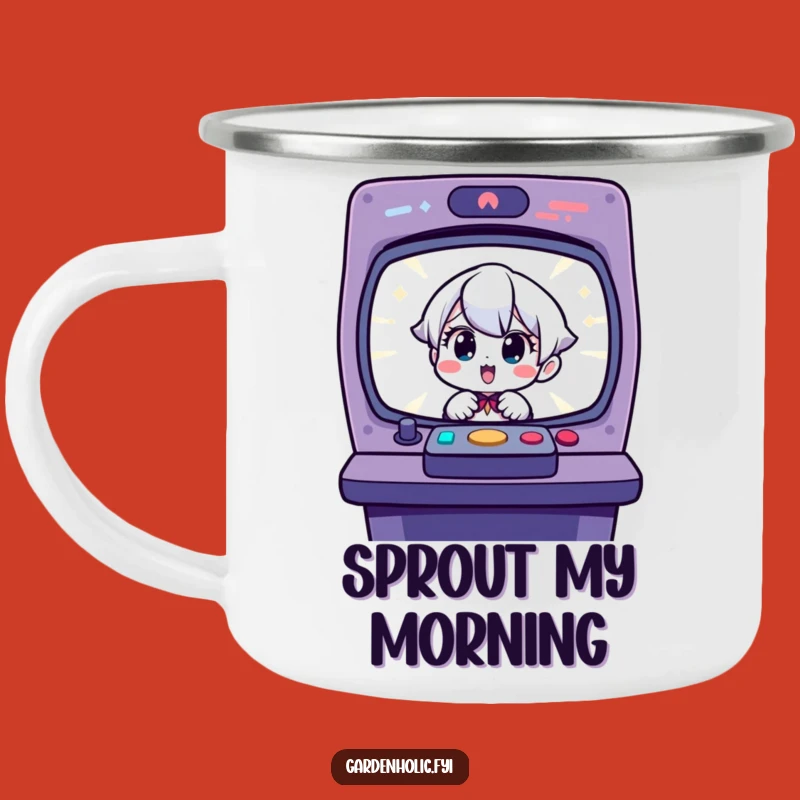 Funny Gardener Camping Mug: Charming Character's Sprout Surprise Cup