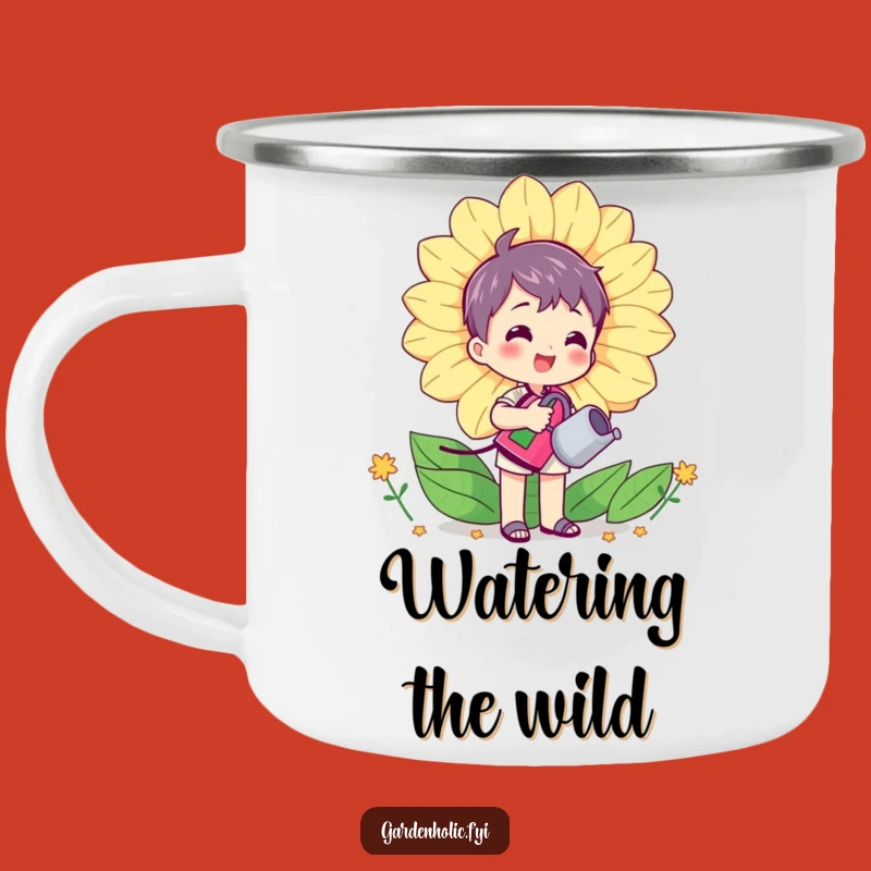 Funny Gardener Camping Mug: Flower Watering Adventure, Perfect Gift for Outdoor Gardeners
