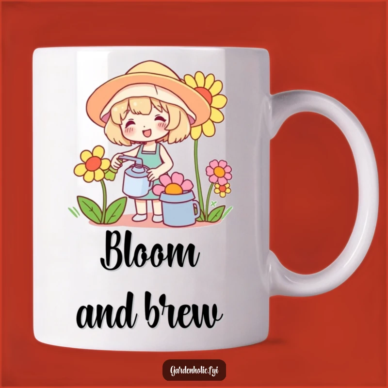 Funny Gardener Mug: Cheerful Flower Watering Character, Delightful Funny Gift