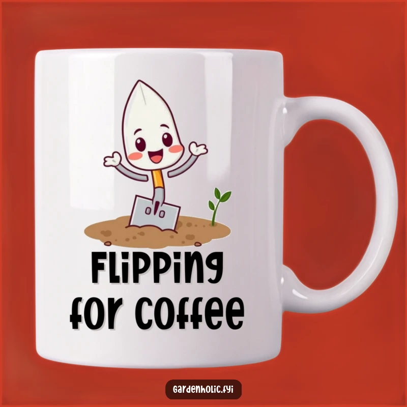 Funny Trowel Flipping Mug: Playful Gardening Action, Perfect Gift