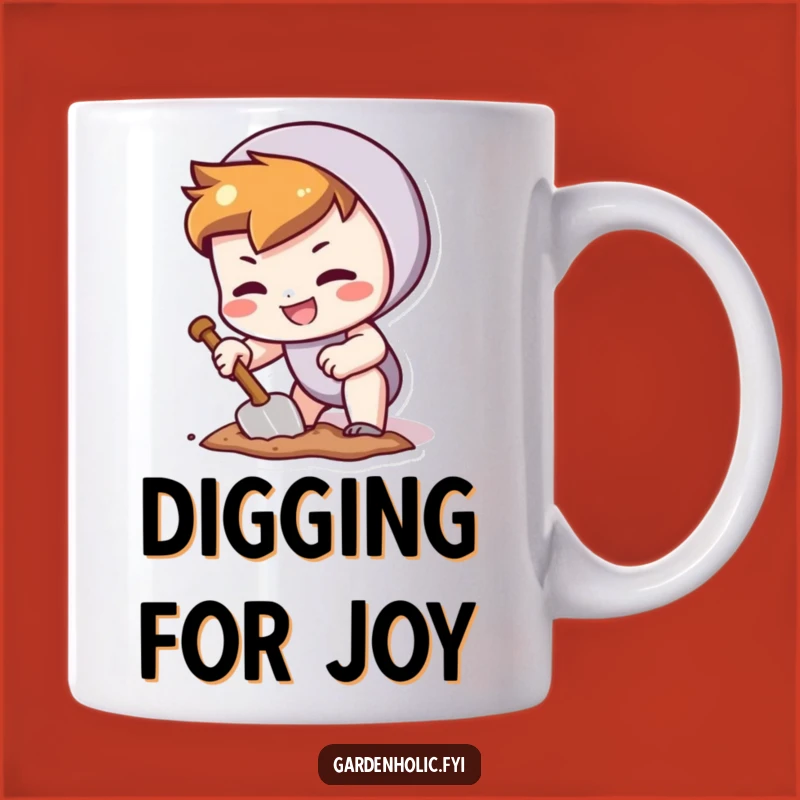 Funny Digger Mug: Determined Character with Trowel, Humorous Hobby Gift
