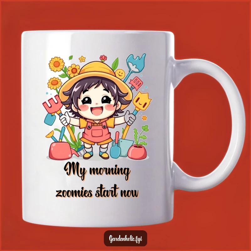 Funny Gardener Mug: Energetic Character with Tools, Perfect Humorous Gift for Plant Lovers