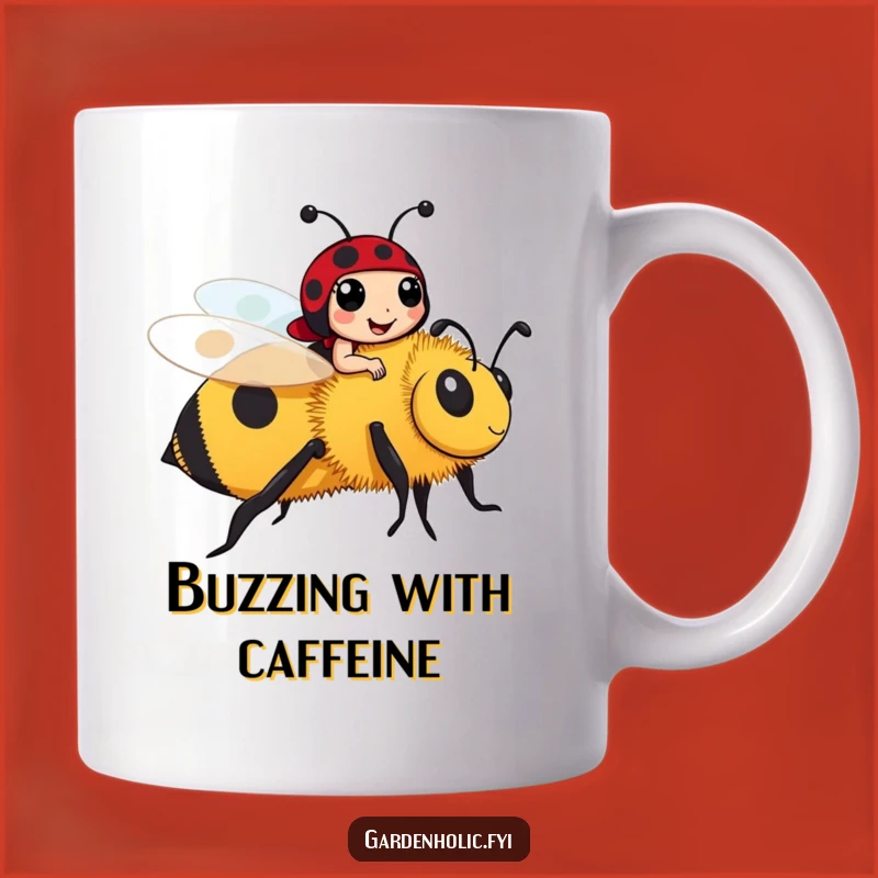 Funny Ladybug Riding Bee Mug: Cheerful Insect Friends, Perfect Gift