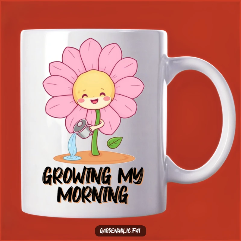 Funny Sprout Watering Flower Mug: A Joyful Garden Scene, Perfect Gift