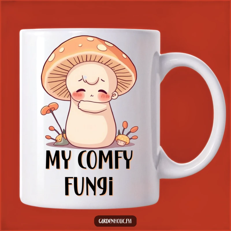 Funny Mushroom Hugger Mug - Cozy Character Cuddling, Adorable Funny Gift for Nature Lovers