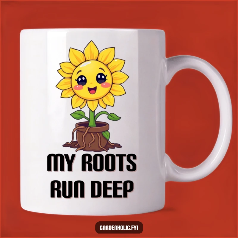 Funny Sunflower Pot Plant Mug: Enthusiastic Roots Making This Funny Gift Perfect for Gardeners