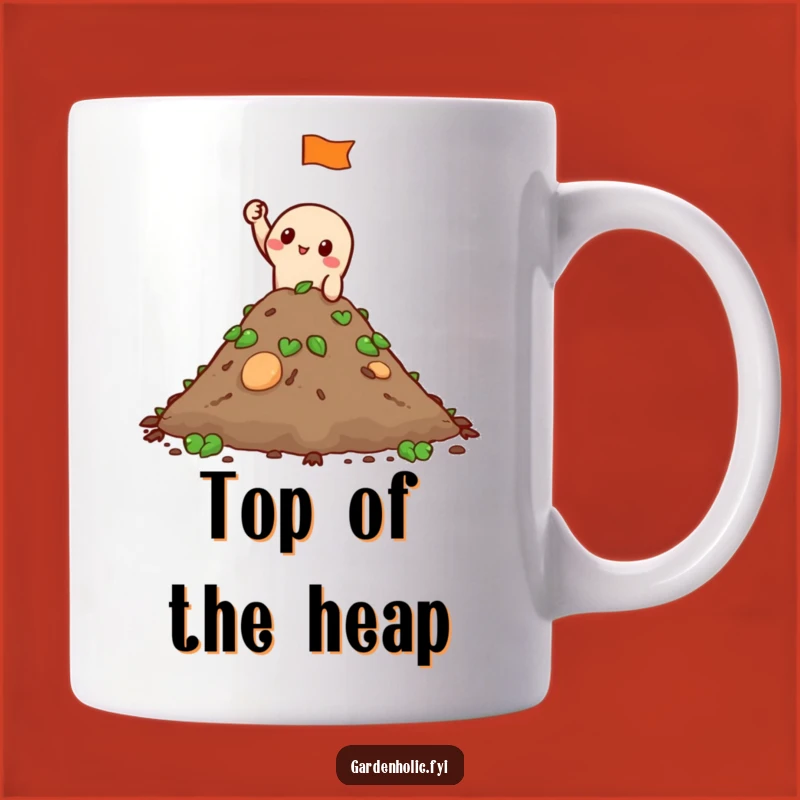 Funny Compost King Mug: Tiny Flag Victory Art, Hilarious Gardener's Triumph, Perfect Funny Gift