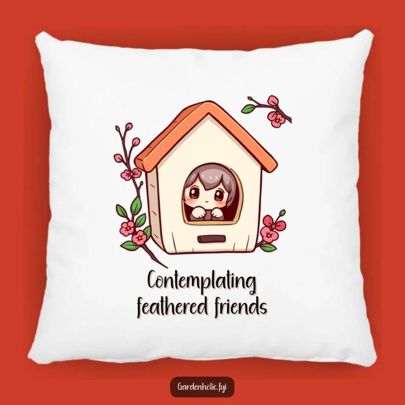 Funny Curious Character Birdhouse Pillow - Cozy & Hilarious Decor Gift