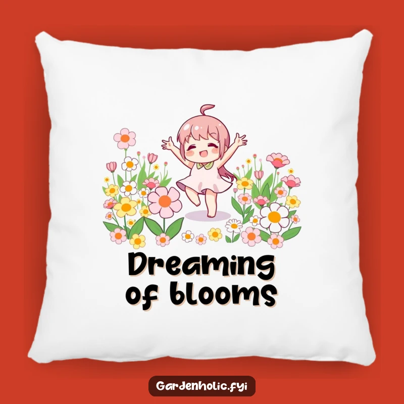 Funny Celebration Pillow: Character Dancing Among Flowers, Cozy & Hilarious Decor Gift