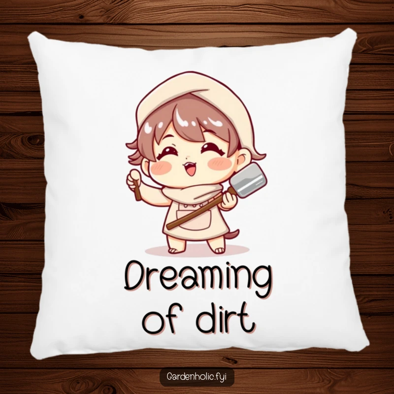 Funny Pillow: A character is shown in a lively pose with a gleaming trowel, adding a humorous touch to home decor.