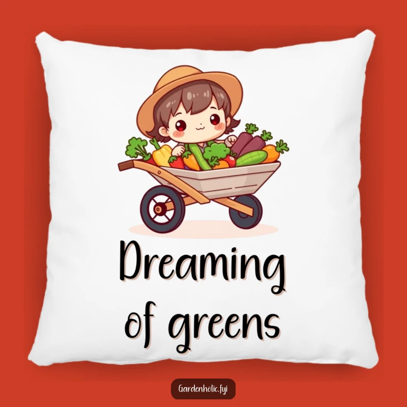 Funny Gardener Pillow: Veggie Wheelbarrow Joy - Comfy Garden Gift