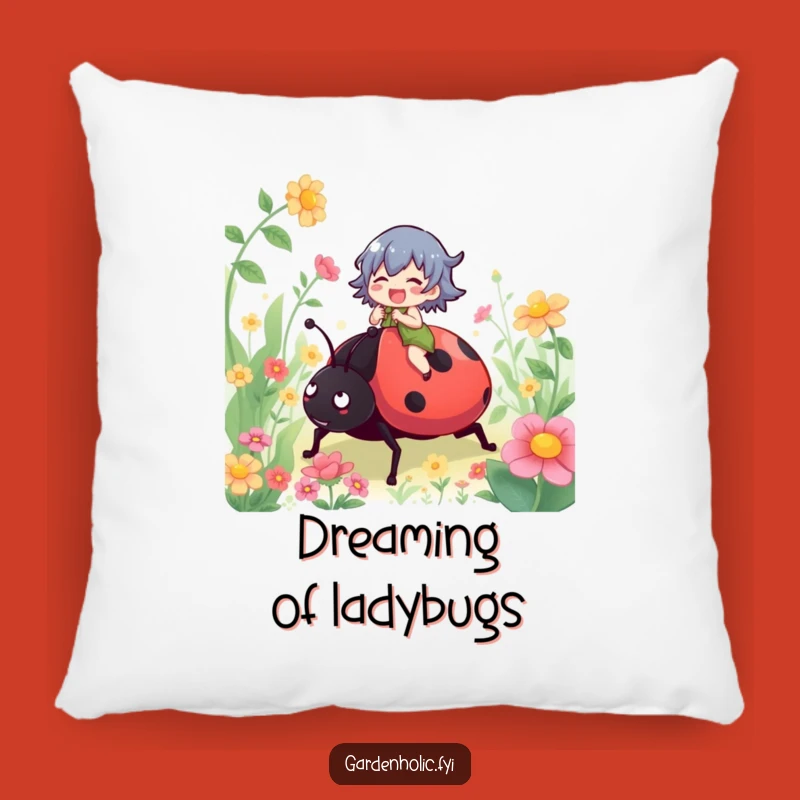Funny Ladybug Rider Pillow: Cozy Character Garden Fun, Perfect Funny Gift Accent