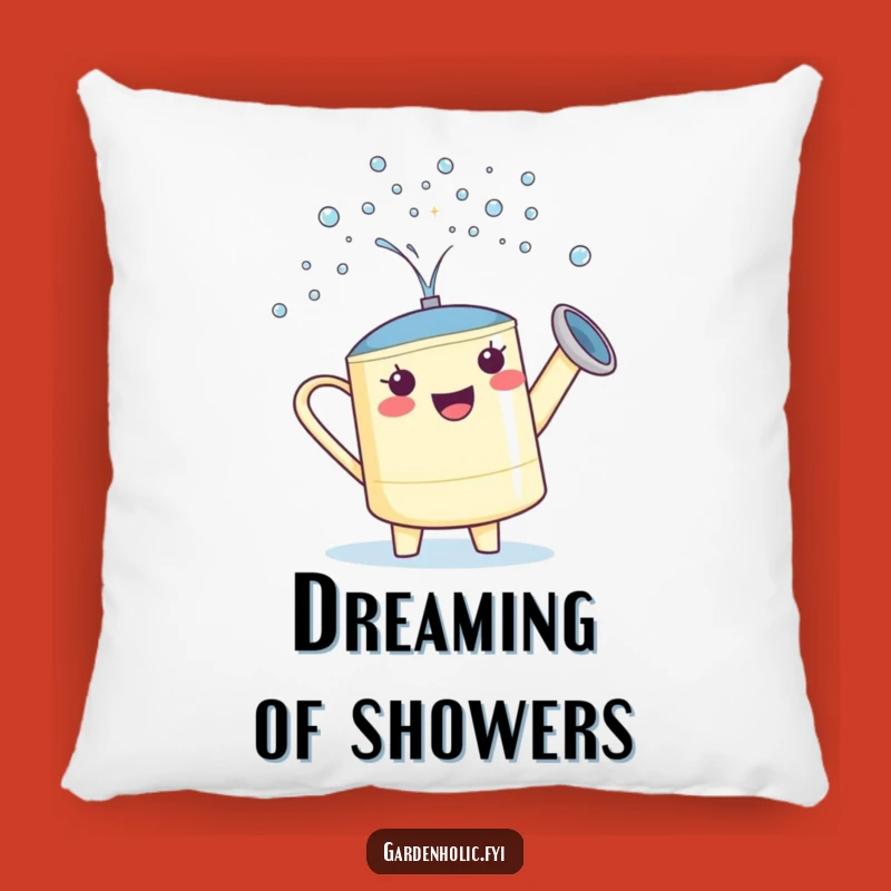 Funny Watering Can Pillow: Proud Gardener Showering Drops, Cozy Funny Gift