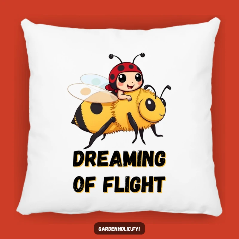 Funny Ladybug Riding Bee Pillow: Cozy Insect Comfort, Perfect Gift