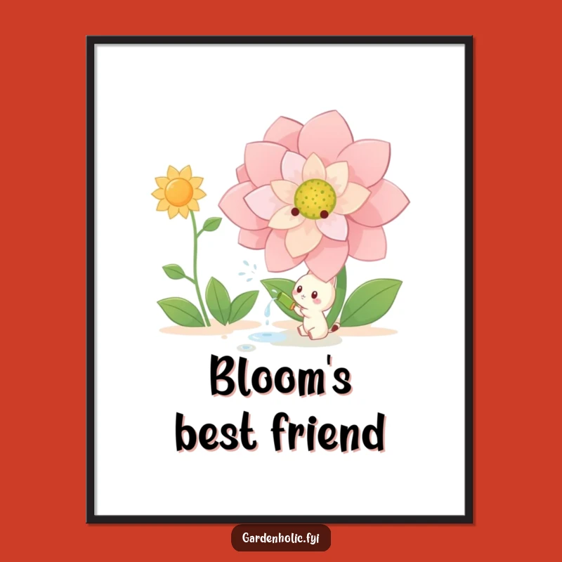 Funny Watering Digital Art: Creature Giant Flower Decor, Instant Humorous Gift!