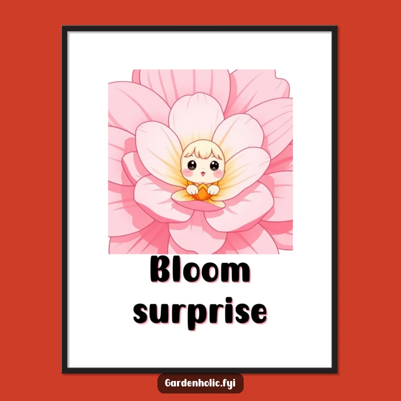 Funny Digital Art: Giant Flower Peeker Scene, Instant Cute Decor, Perfect Funny Gift