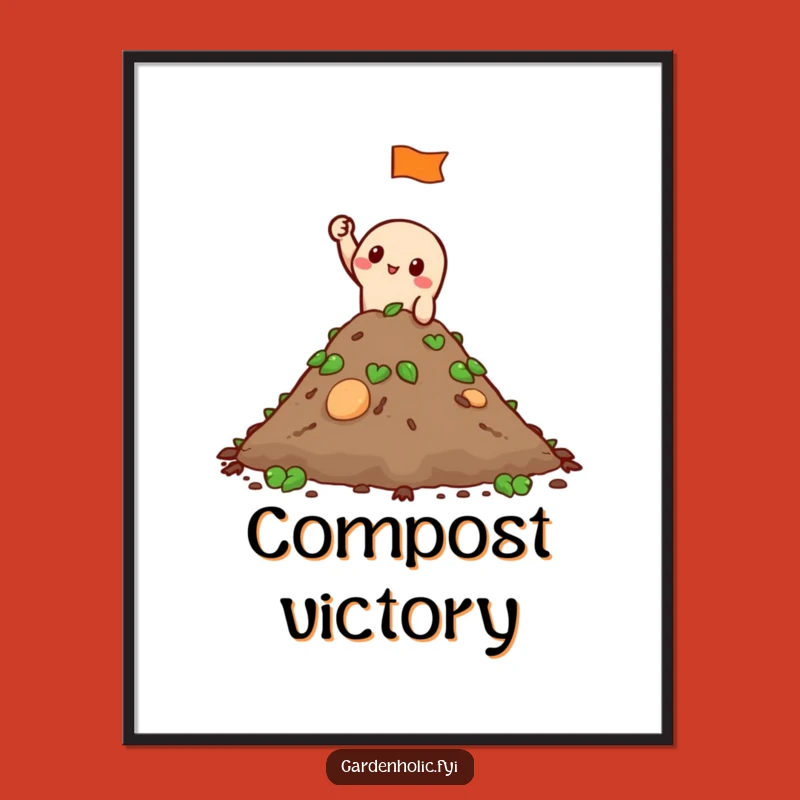 Funny Compost King Digital Art: Printable Garden Decor, Hilarious Victory Wall Art, Instant Funny Gift