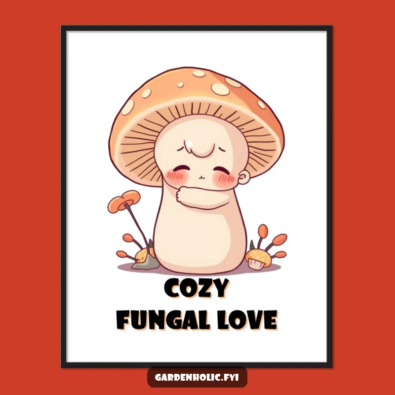 Funny Mushroom Hugger Digital Art - Instant Cuddle Art, Downloadable Funny Gift for Decor