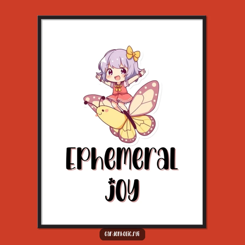 Funny Butterfly Rider Digital Art - Instant Flight Art, Downloadable Funny Gift for Decor