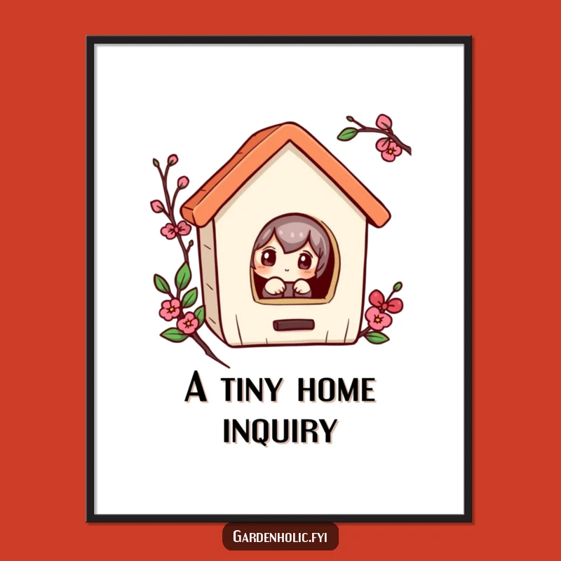 Funny Curious Peeking Birdhouse Digital Print - Instant Humorous Decor Gift