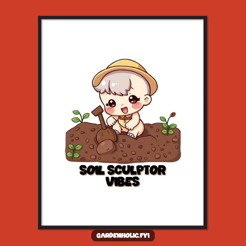 Funny Digging Digital Art: Cute Character Soil Decor, Instant Humorous Gift for Art Lovers!