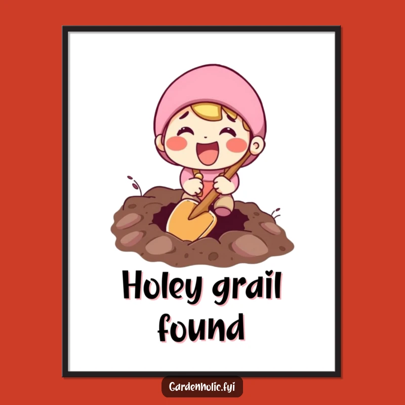 Funny Digging Digital Art: Excited Character Print for Instant Joyful Decor