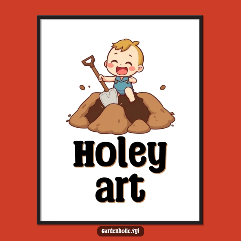 Funny Digital Art: Giant Hole, Tiny Shovel Scene, Instant Hilarious Decor, Perfect Funny Gift