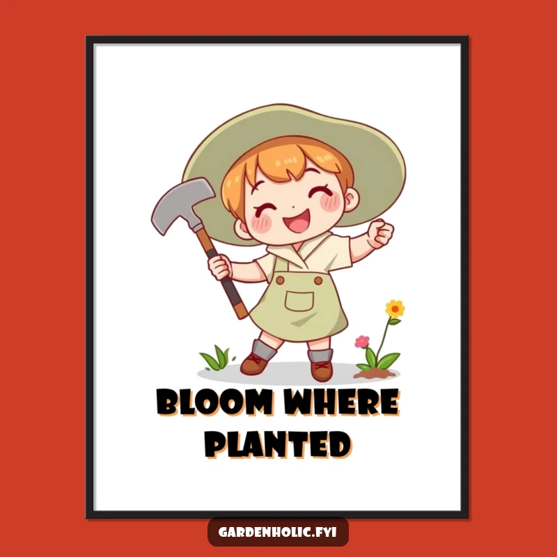 Funny Digital Art: Joyful Hoe Swinger Scene, Instant Garden Humor, Perfect Funny Gift