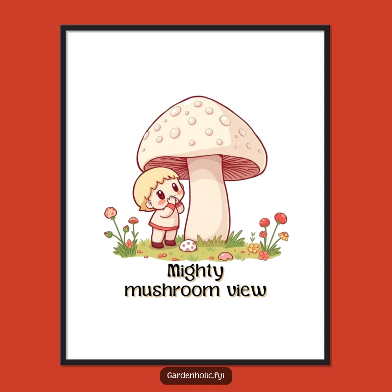 Funny Mushroom Discovery Digital Art: Printable Nature Decor, Whimsical Fungi Wall Art, Instant Funny Gift