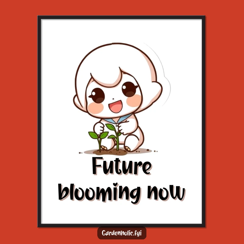 Funny Planting Art Print: Character Sowing Seeds, Whimsical Digital Download & Gift