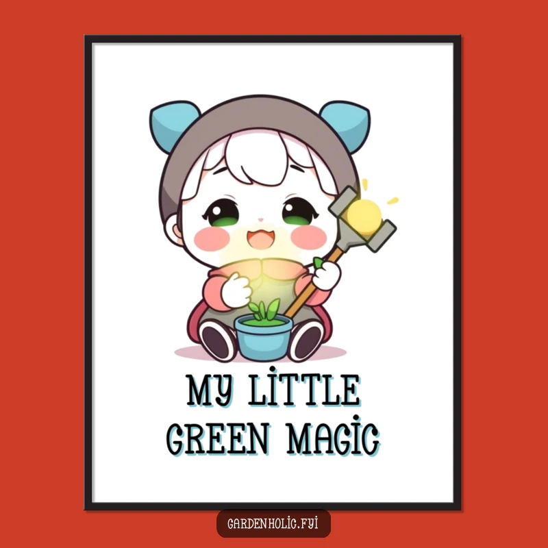 Funny Glowing Garden Tool Digital Art: Instant Joy for Your Walls!