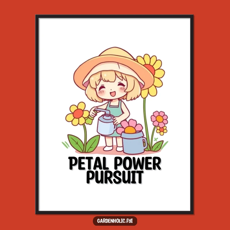 Funny Gardener Digital Art: Giant Flower Watering, Instant Funny Gift for Plant Lovers