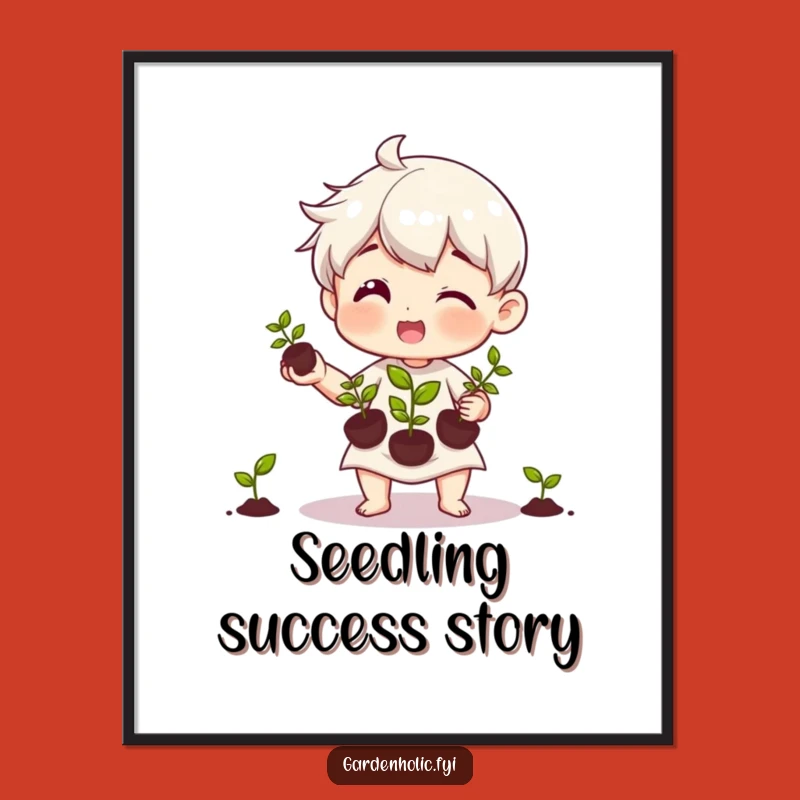 Funny Juggling Seedlings Digital Print: Instant Gift for Garden Decor