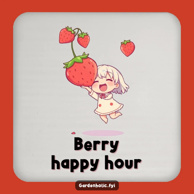 Funny Strawberry Catch Drink Coaster - Protect Surfaces with This Fruity Humor!