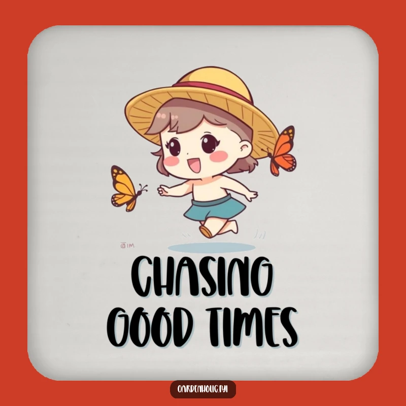 Funny Butterfly Chase Drink Coaster - Protect Surfaces with This Whimsical Humor!