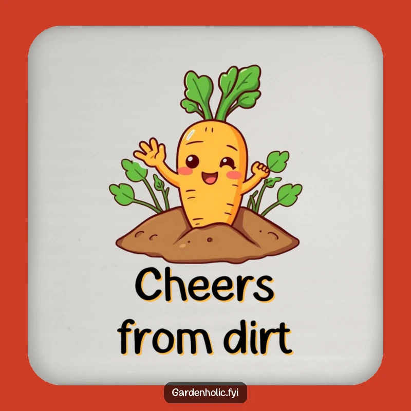Funny Carrot Coasters: Joyful Wave from Soil, Set Funny Gift for Tables
