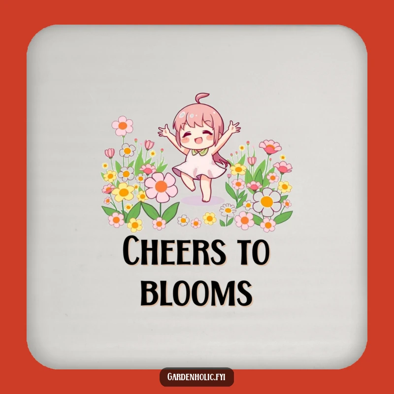 Funny Dance Coaster: Character Celebrating Flowers, Hilarious Home Decor Gift